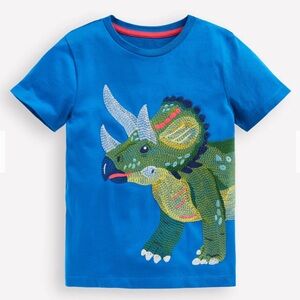 New Mini Boden Dino Blue Short Sleeve T-Shirt Boys Size 7-8